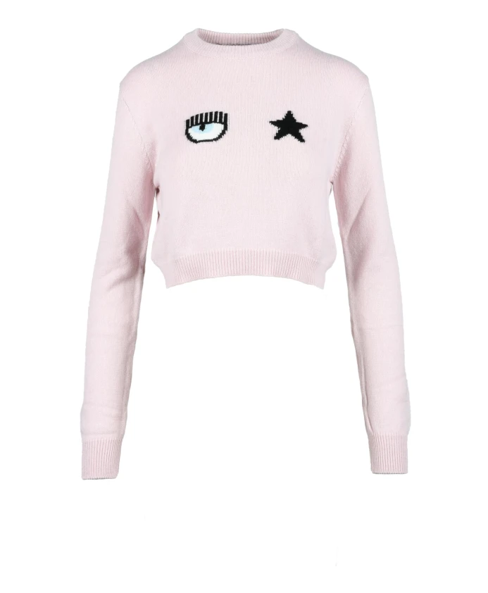 

Короткий вязаный свитер Chiara Ferragni Collection, розовый