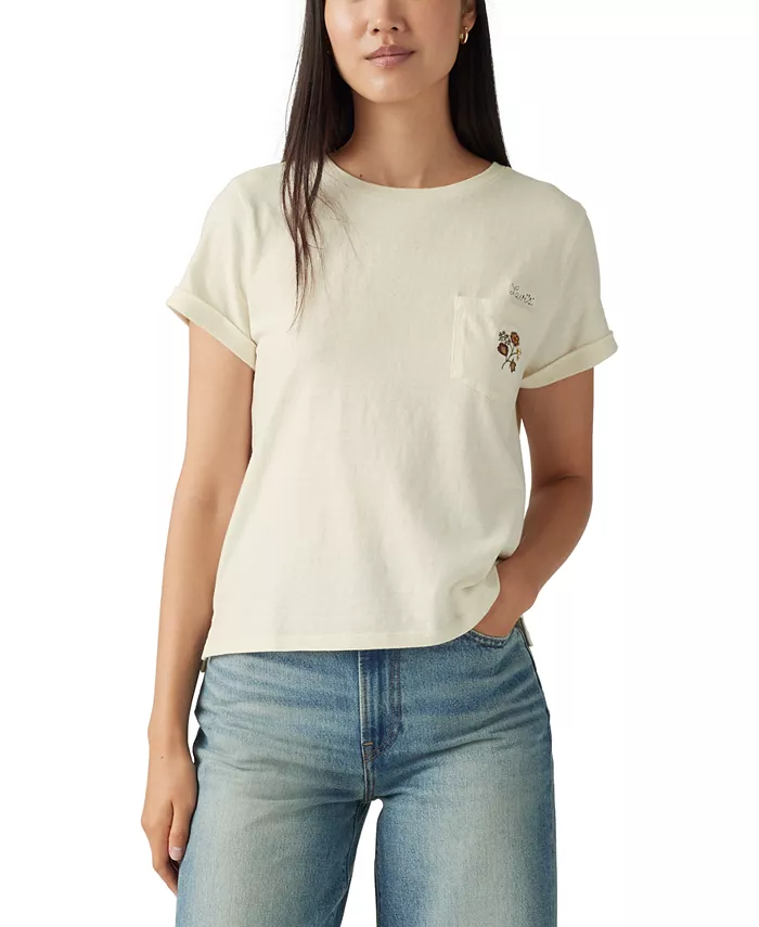 

Женская хлопковая футболка Margot с вышитой отделкой Levi's, коричневый