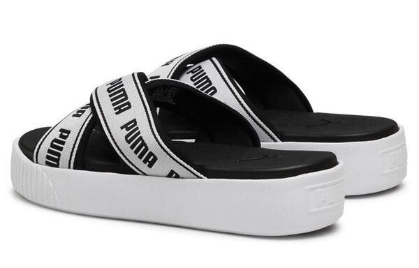 Тапочки platform slide tape slippers for black/white Puma, черный — фото 4