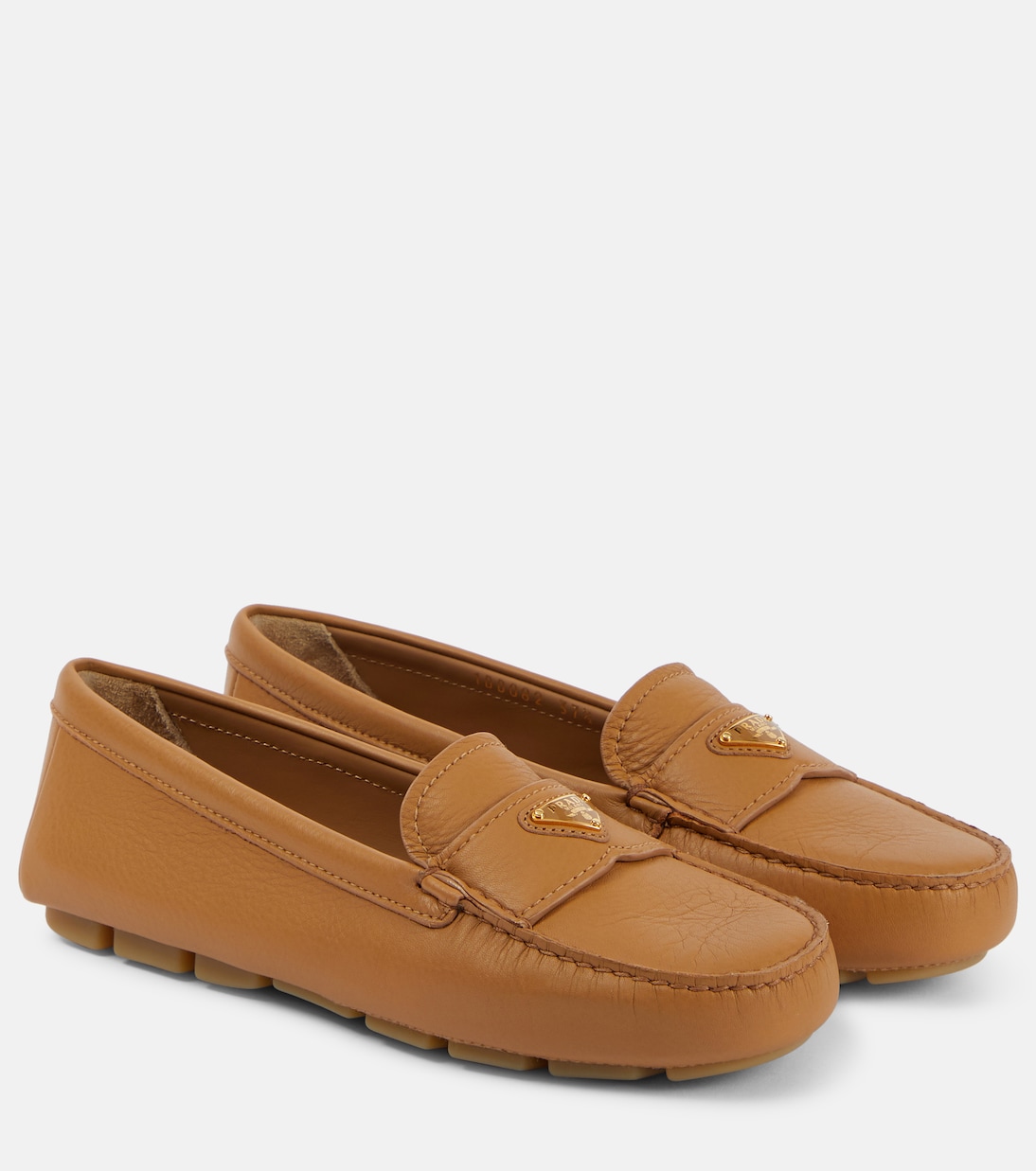 Кожаные мокасины Logo Prada, Naturale