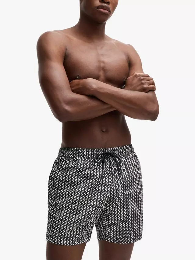 

Шорты для плавания HUGO BOSS BOSS Patterned Logo Label, черный
