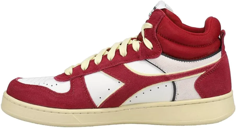 Мужские высокие кроссовки Diadora Magic Basket Demi Cut из замшевой кожи - красно-белые, повседневные, красный — фото 3