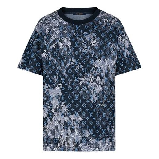 

Футболка lv monogram tapestry vintage floral pattern short sleeve for men blue Louis Vuitton, синий