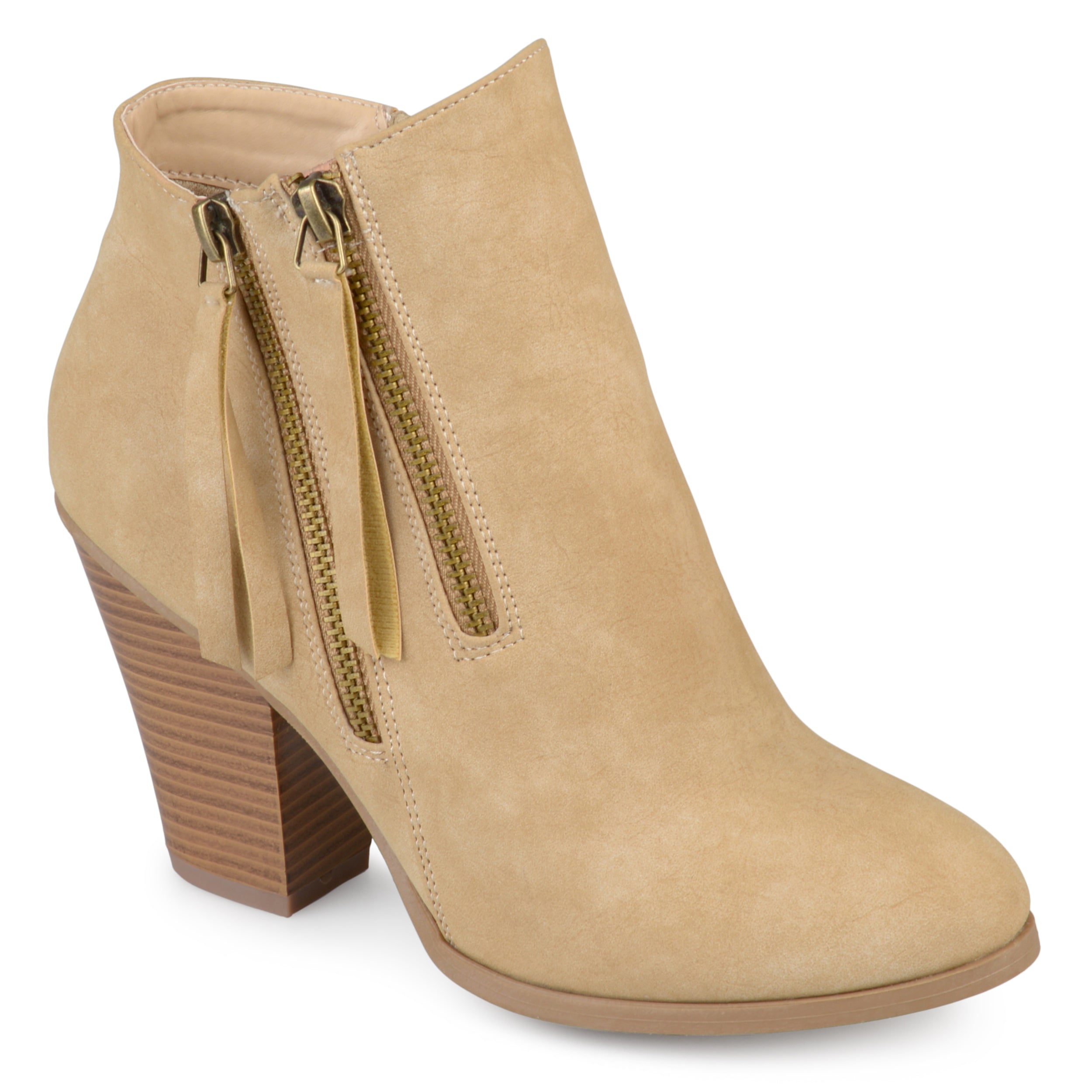 Journee Collection Женские Ботильоны Vally на молнии со сложным каблуком, Taupe