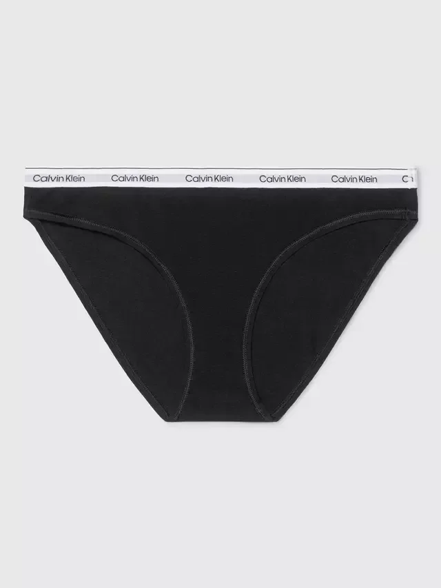 Современные хлопковые бикини-трусики с логотипом Calvin Klein, Black