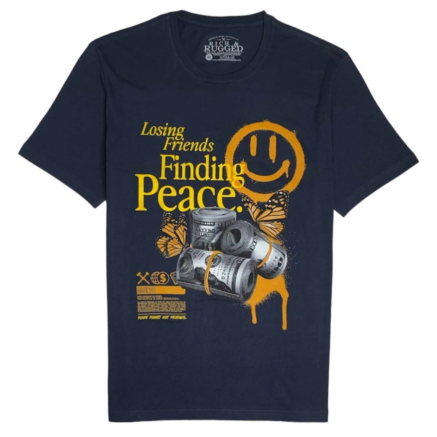 

Футболка мужская Peace темно-синего цвета Rich & Rugged Apparel