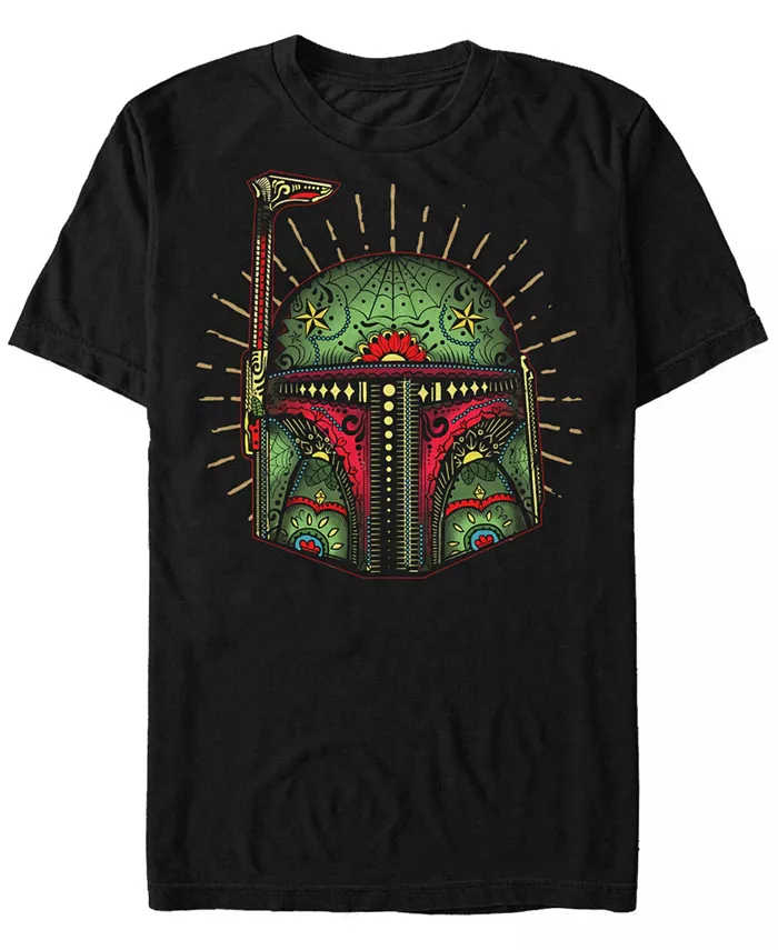 

Мужская футболка Star Wars с коротким рукавом и большим изображением Бобы Фетта в стиле сахарного черепа Fifth Sun, черный