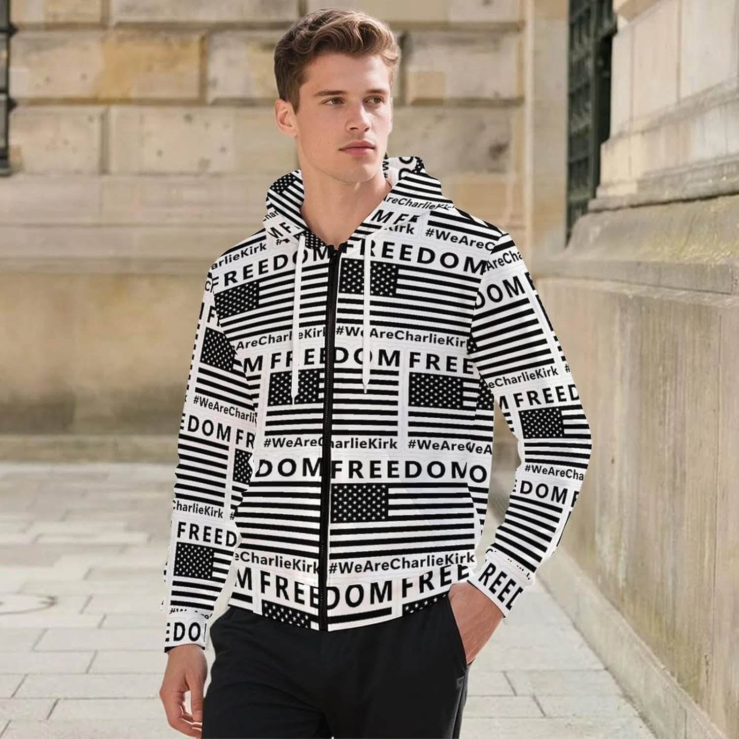 Мужская худи на молнии, Charlie Kirk, Style-16 — фото 3