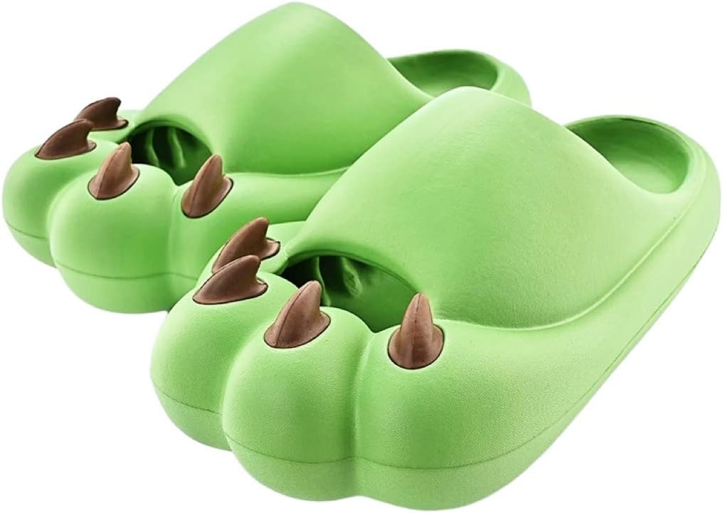 

Милые домашние шлепанцы с лапками животных для женщин и мужчин, с толстой подошвой и мягкой подушкой, облегченная платформа, противоскользящие, быстро сохнущие, с открытым носком, для дома, ванной и спальни, легкие шлепанцы из ЭВА Auraglor, зеле...