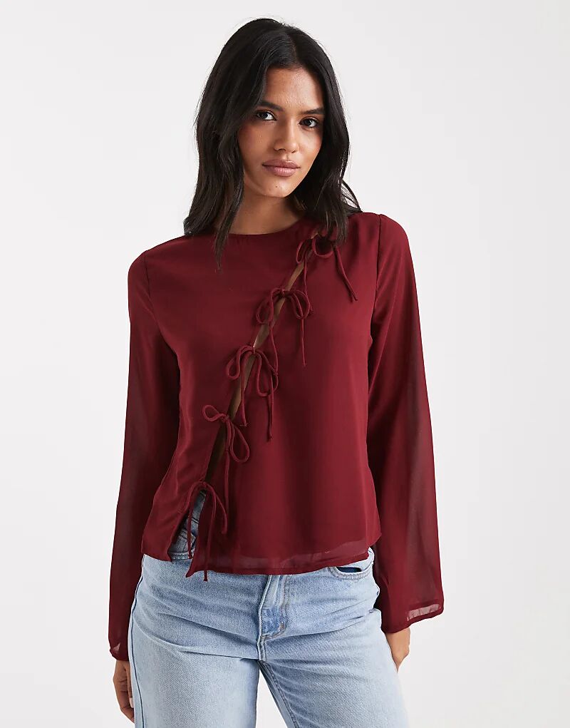 

ONLY асимметричный топ с завязкой в ​​бордовом цвете