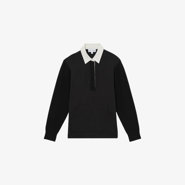 

Свитшот Reiss x les 100 ciels Noa с воротником-поло из джерси, черный