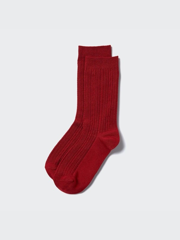 

Носки heattech кабельные ребристые Uniqlo, красный