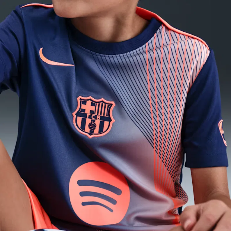 Футболка детская Quick Dry Academy Pro Third Kids Nike, Dark Navy Blue/Bright Orange — фото 4