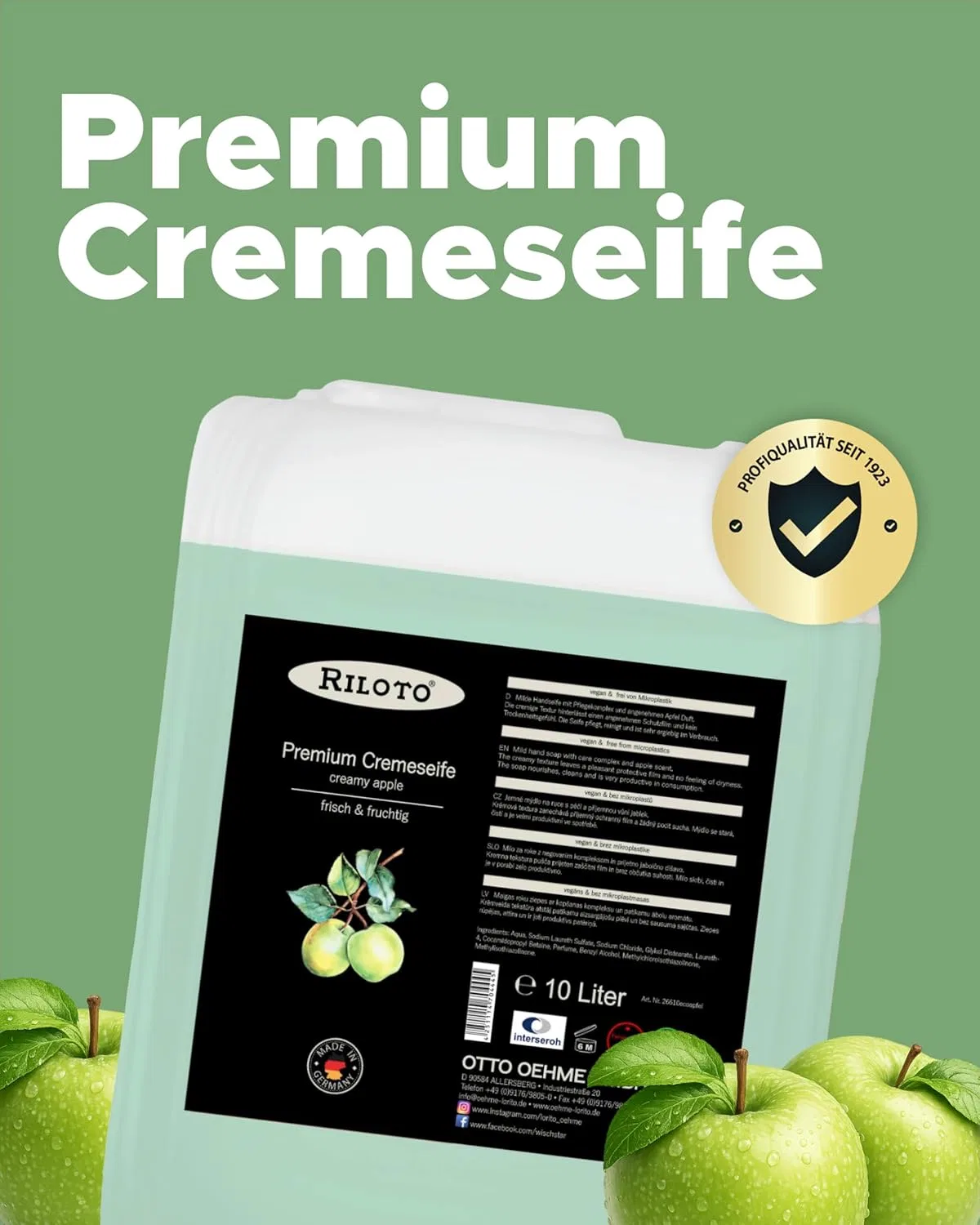 Жидкое мыло «Cremy Apple» с ароматом яблока, 10 л Riloto — фото 2