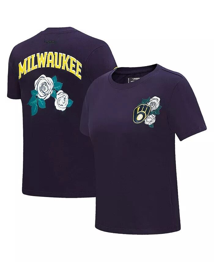 

Женская темно-синяя футболка Milwaukee Brewers Roses Pro Standard