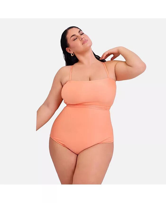 

Большой размер Sunny Tie Waist цельный купальник Rebdolls, оранжевый