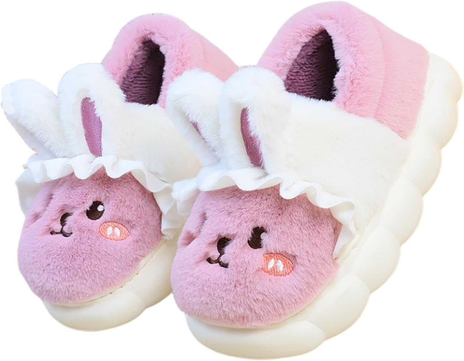 

Женские тапочки с животными Милые зайчики Тапочки из теплого зимнего плюша Домашние хлопковые тапочки Для дома и улицы Yudishoes, фиолетовый