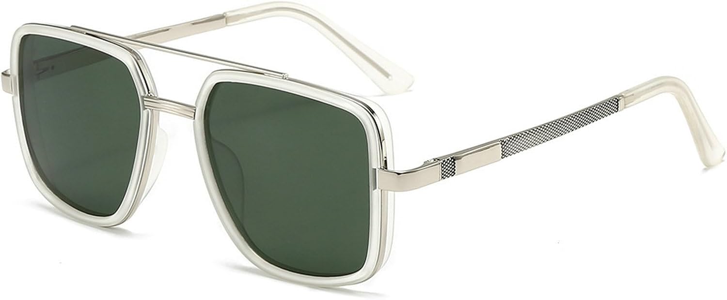 

Ретро поляризованные солнцезащитные очки-пилот для женщин и мужчин в винтажном стиле 70-х годов, с двойной перемычкой, металлической оправой и квадратной формой mincl, C5