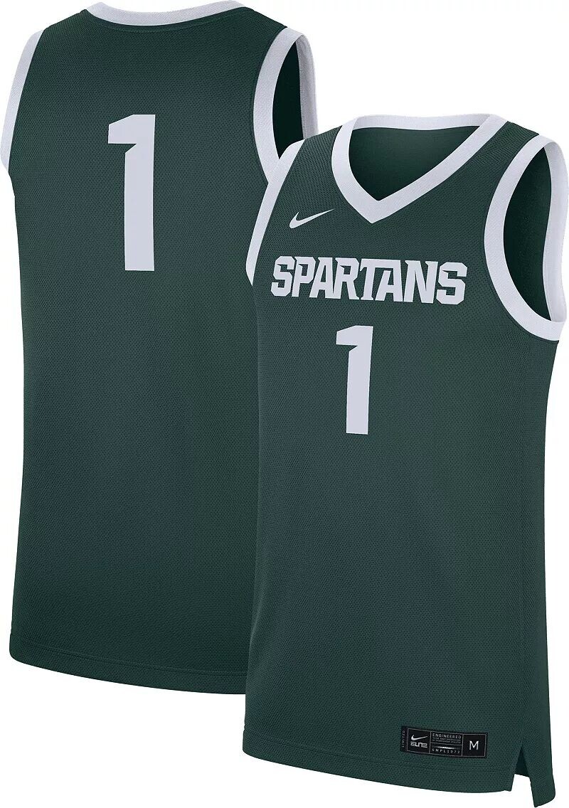 

Мужская зеленая баскетбольная майка Nike Michigan State Spartans #1