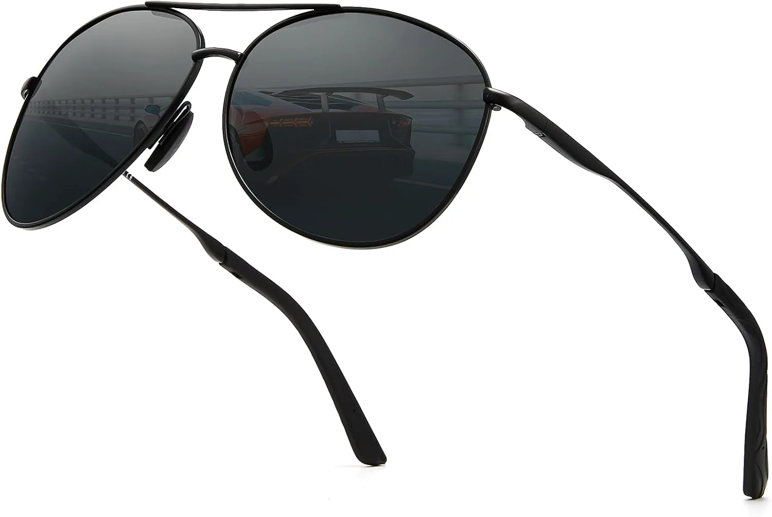 

Солнцезащитные очки Cyxus в стиле ретро «Авиатор» (2 шт.) для женщин и мужчин, поляризованные, с защитой UV400, винтажные, в стиле 70-х, с двойной перемычкой, Grey