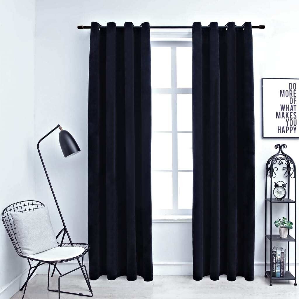 

Шторы блэкаут на люверсах 2шт бархатные черные 140х245 см DKD HOME DECOR, черный