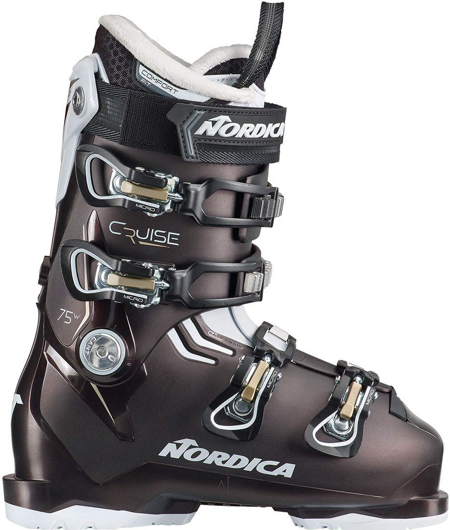 Nordica Женские лыжные ботинки The cruise 75 w pearl black/white/gold 23.5