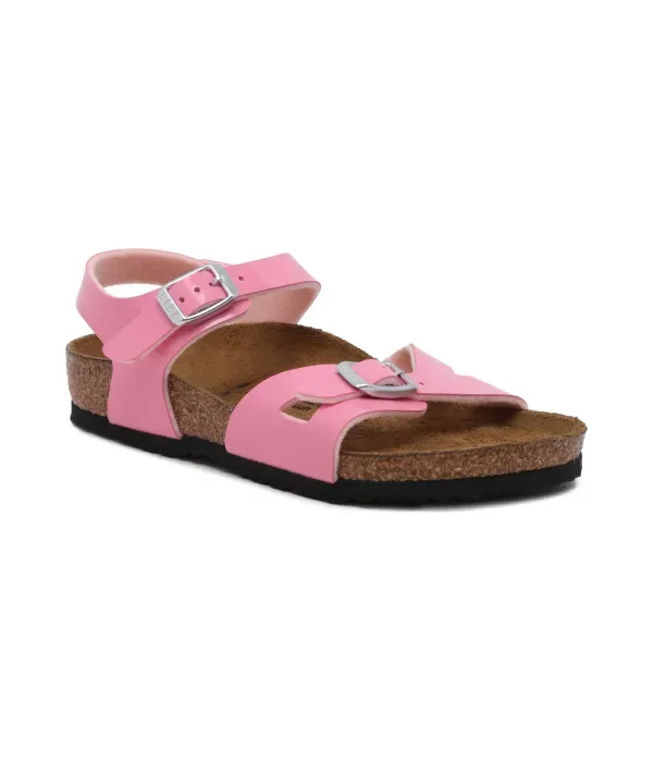 Лакированные сандалии конфетно-розового цвета narrow fit Birkenstock, розовый