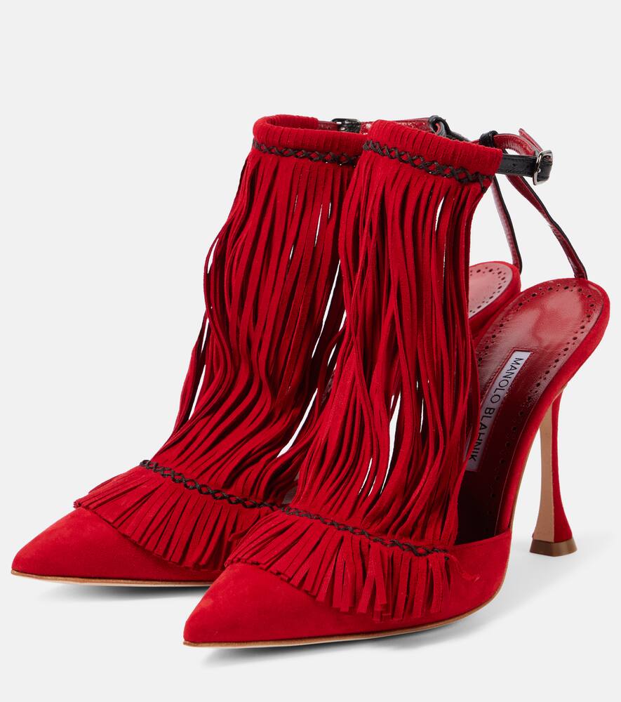 Туфли-лодочки Fiki 105 из замши Manolo Blahnik, 6208 Bred/0015 Blck — фото 4