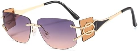 

Винтажные модные солнцезащитные очки 2027 года, без оправы, градиентные, с защитой от УФ-излучения UV400, летние, для путешествий, для женщин, серо-желтые MTZJH, One Color