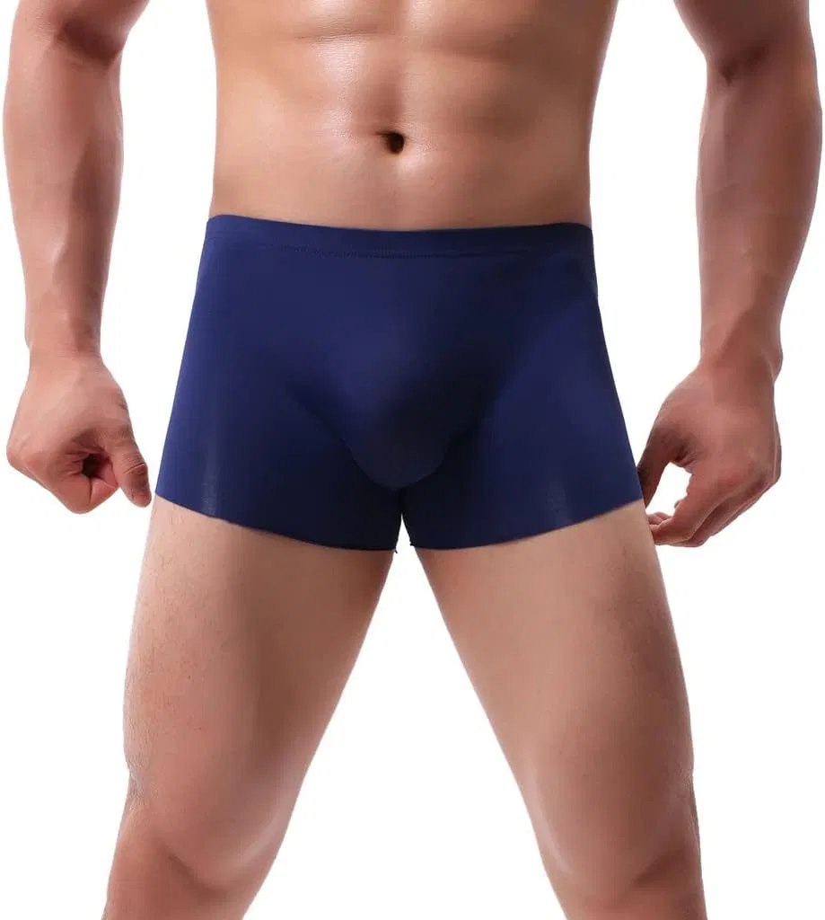 Боксеры хлопковые, Mens Solid Color Cotton Comfort Performance Boxer Briefs, синие