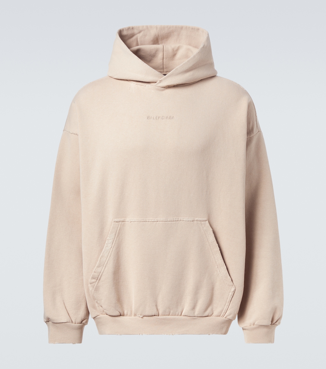

Логотип хлопковый худи из флиса Balenciaga, Beige/Beige