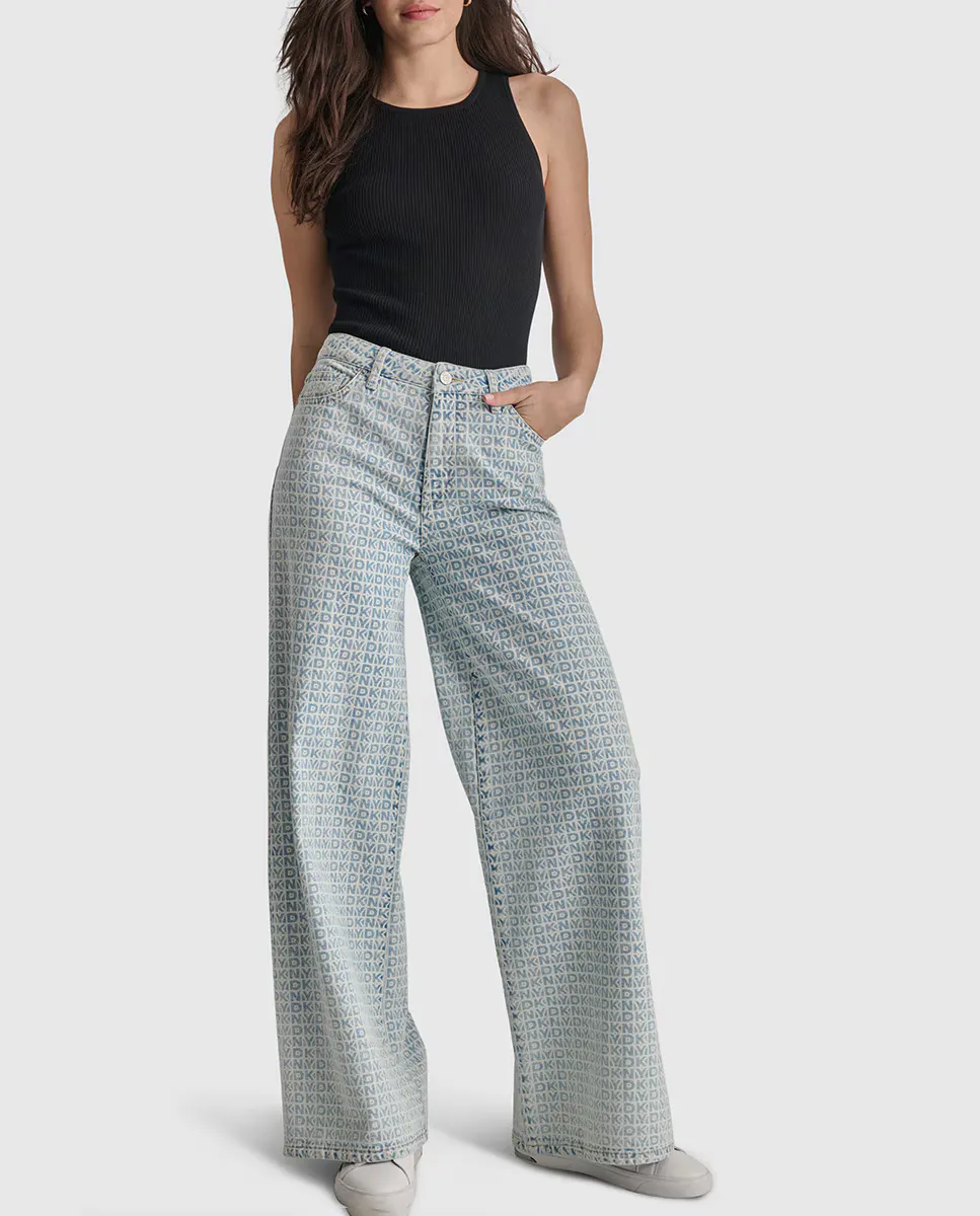 

Женские широкие джинсовые брюки Dkny Jeans, светло-голубой