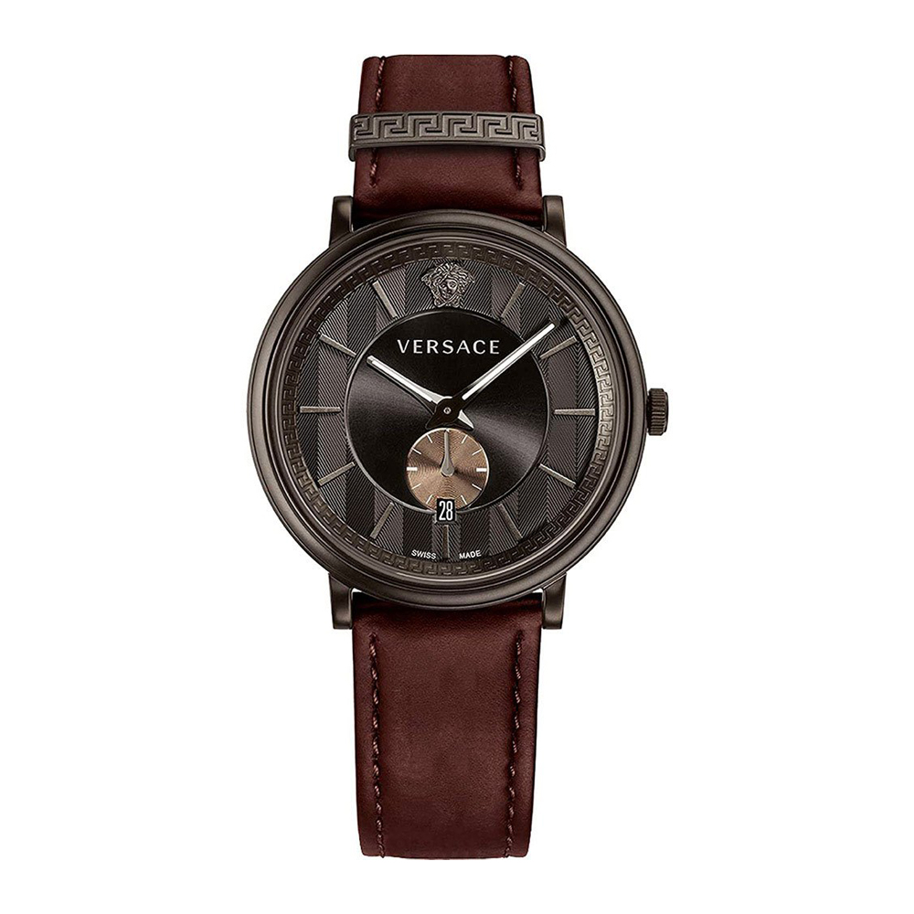 

VERSACE Часы Wrist Watch Quartz Movement Cow Leather Strap 42 Coffee Watch Dial Men's Watch Box Limited Edition+Silk Scarf