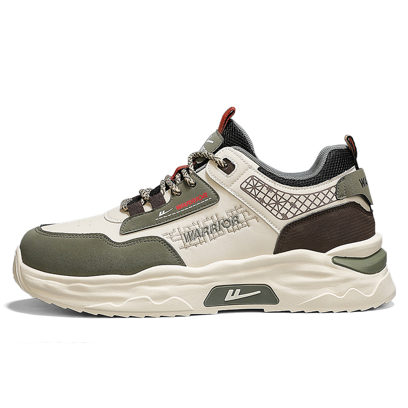 

WARRIOR Мужские повседневные кеды низкие бело-серо-голубые бежево-зеленые, цвет Beige/Green