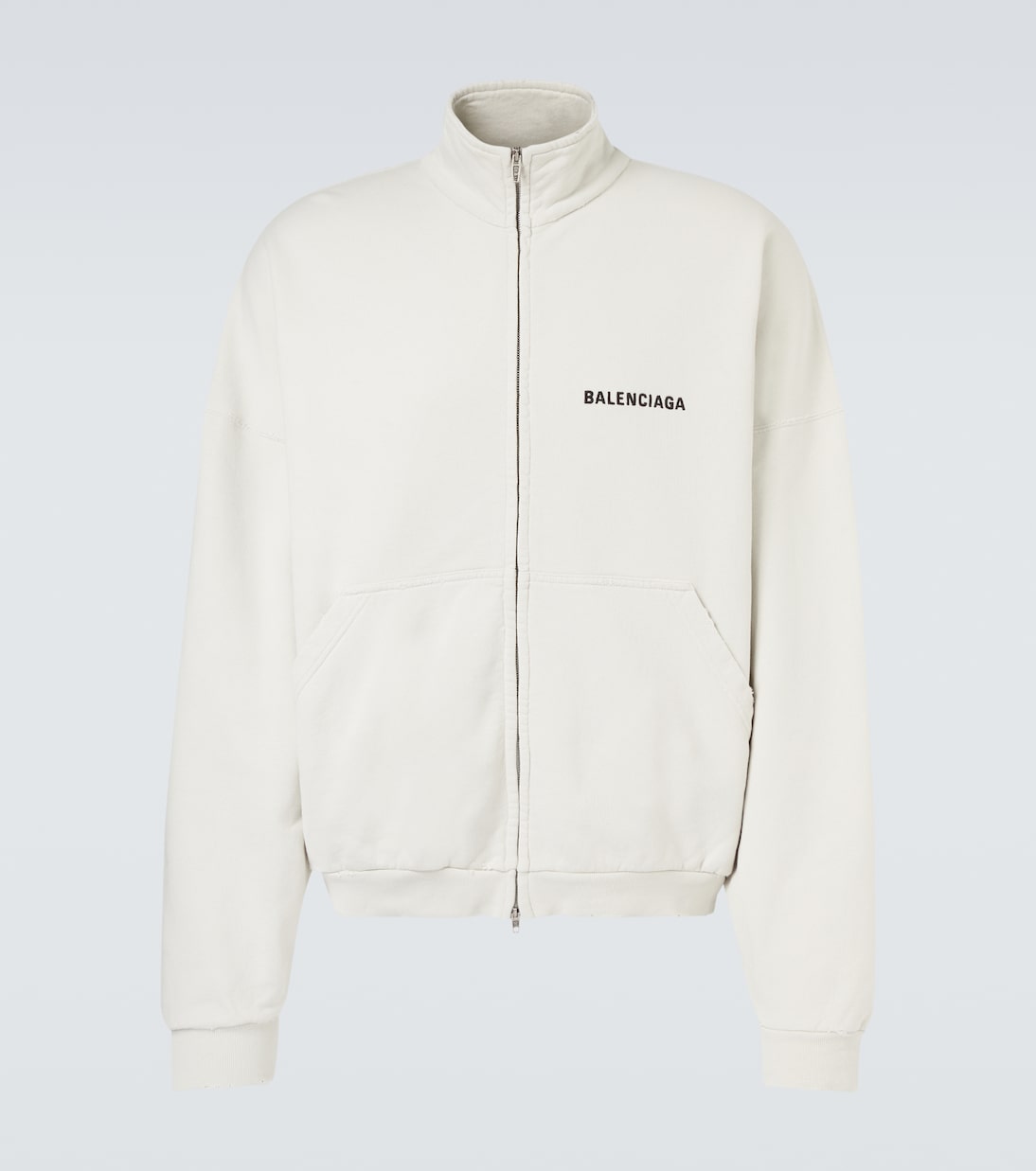 

Лого хлопковая трикотажная куртка для трека Balenciaga, Dirty White, Белый, Лого хлопковая трикотажная куртка для трека Balenciaga, Dirty White