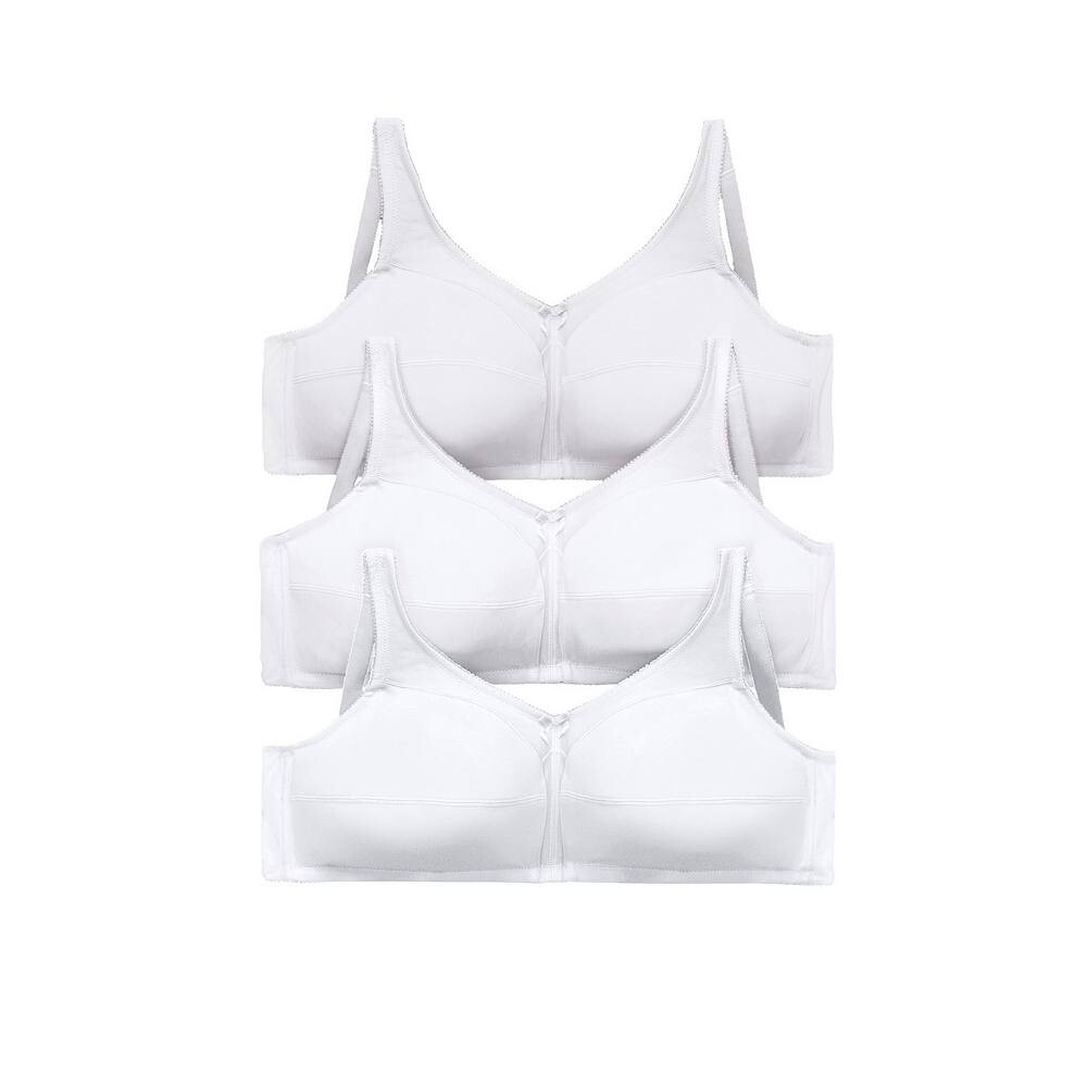 

Женский хлопковый бюстгальтер без косточек Comfort Choice из трех пар больших размеров, белый