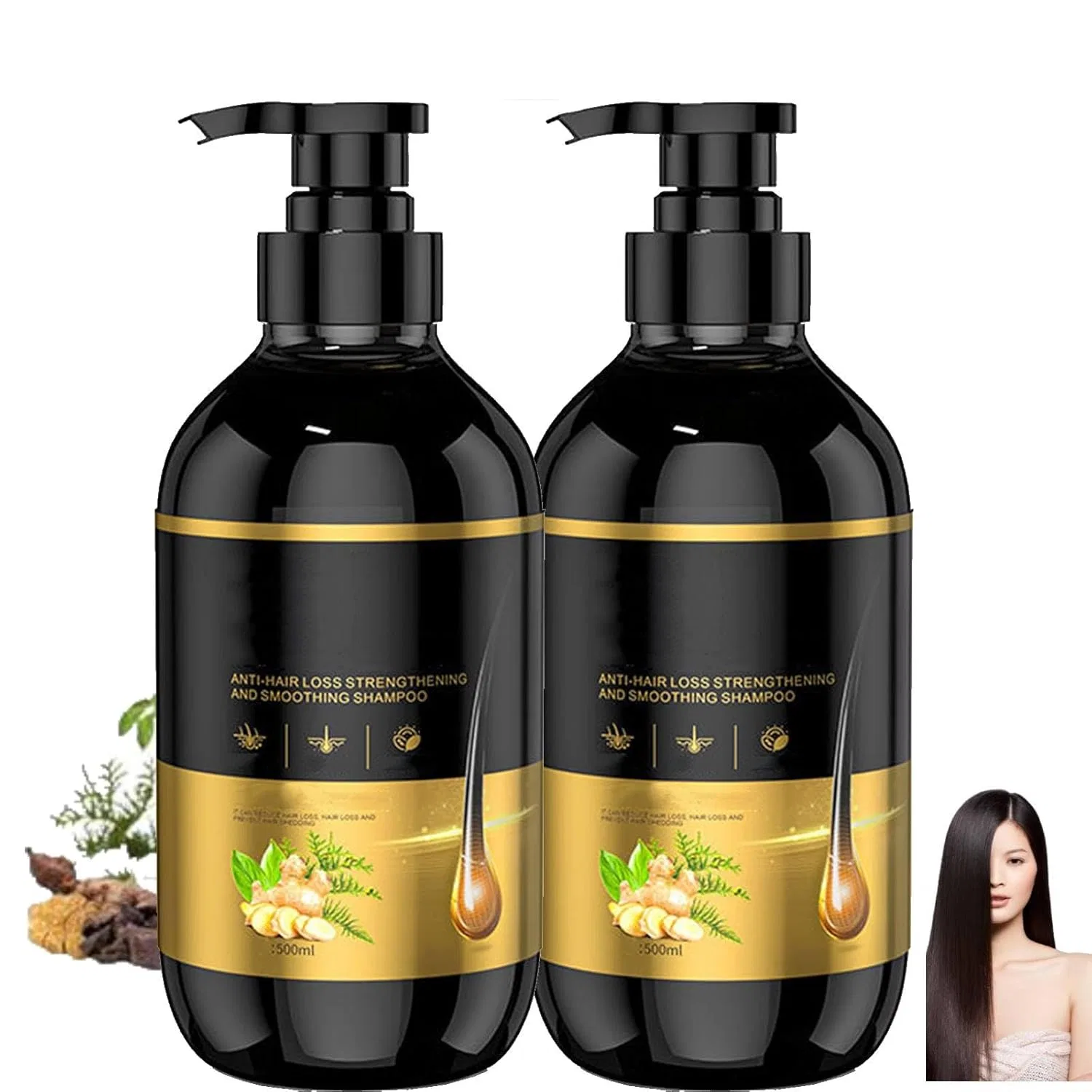 Шампунь Deliston Ginger против выпадения волос, 2 штуки Yuxtth, 2 Pieces.