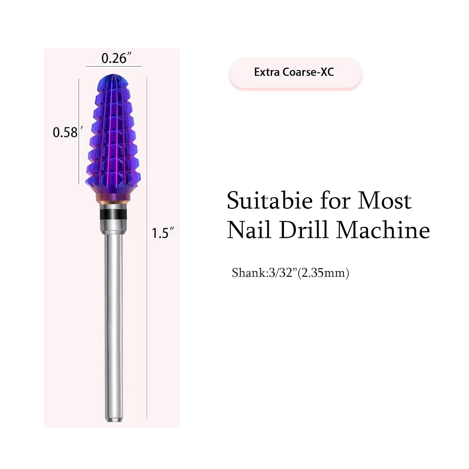 Фреза для маникюра «Purple Tornado Bit» 3/32 из карбида Dhrconpa, Purple-Xc — фото 2