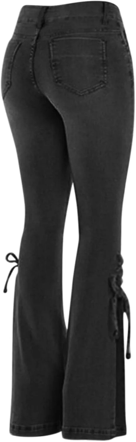 Женские джинсы mid-waist с застежкой на шнуровке — фото 4