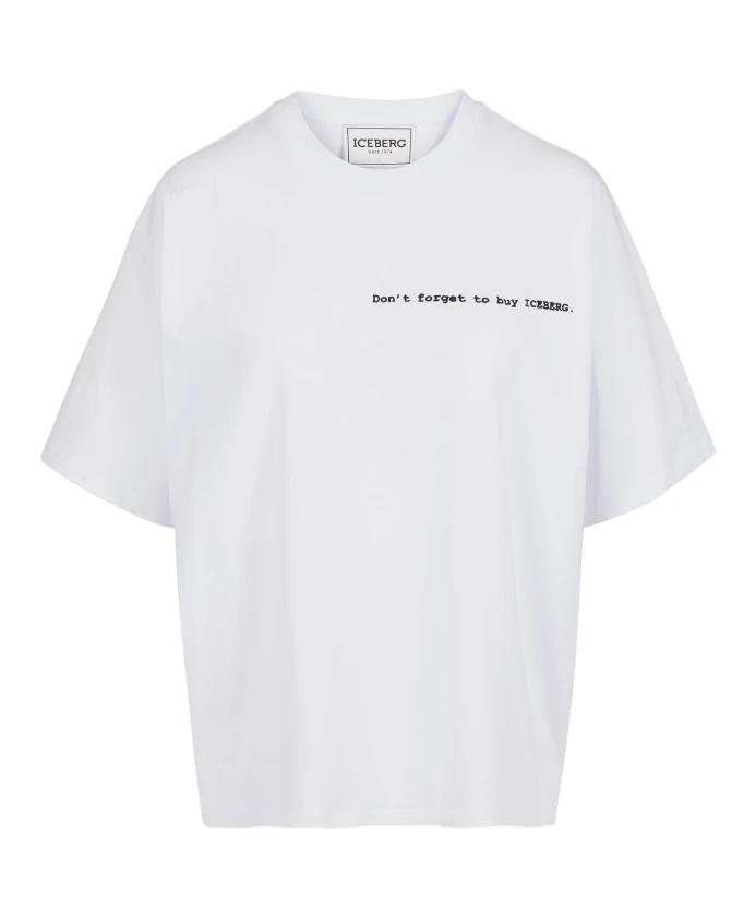 

Свободная, привлекательная белая футболка из хлопкового трикотажа с рисунками спереди и сзади. Iceberg, белый