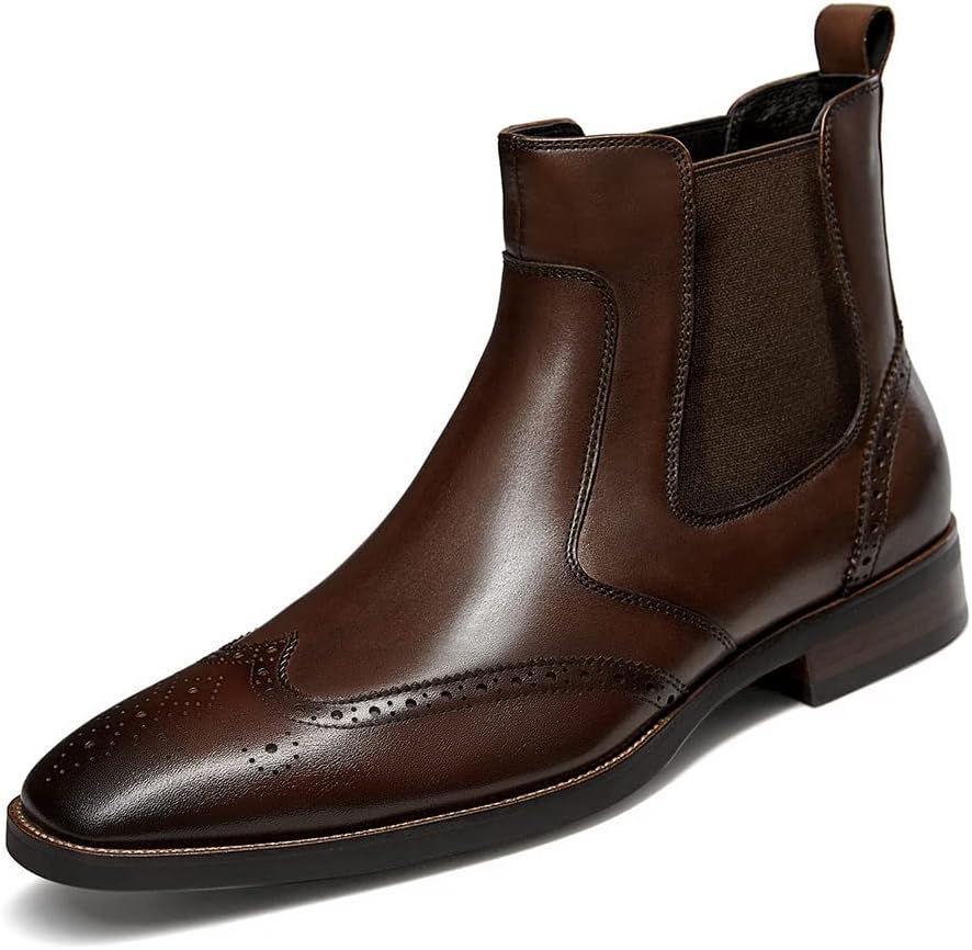 

Мужские ботинки челси из кожи, формальные ботинки Dockorio, темно-коричневый