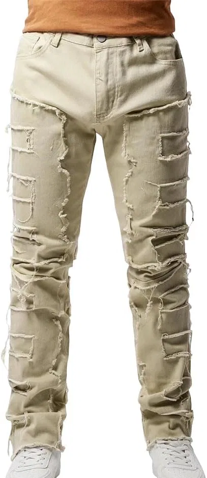 Джинсы прямые с потертостями, 3
