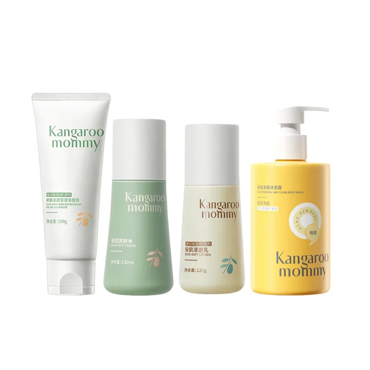 Набор для ухода за кожей подростков Kangaroo Mommy, Cleanser 150g+Toner 130ml+Lotion 120g+Acne-Fighting Shower Gel 500ml