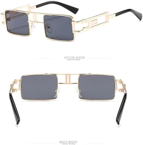 

Солнцезащитные очки прямоугольной формы 2027 года для женщин и мужчин, маленькие, черные, в стиле стимпанк, с защитой от ультрафиолета UV400 MTZJH, C5 Gold Blue