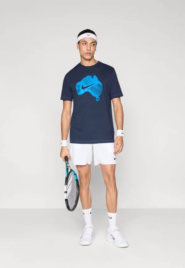 Футболка nikecourt, открытая спортивная футболка Nike Performance, Dark Obsidian/Photo Blue — фото 2