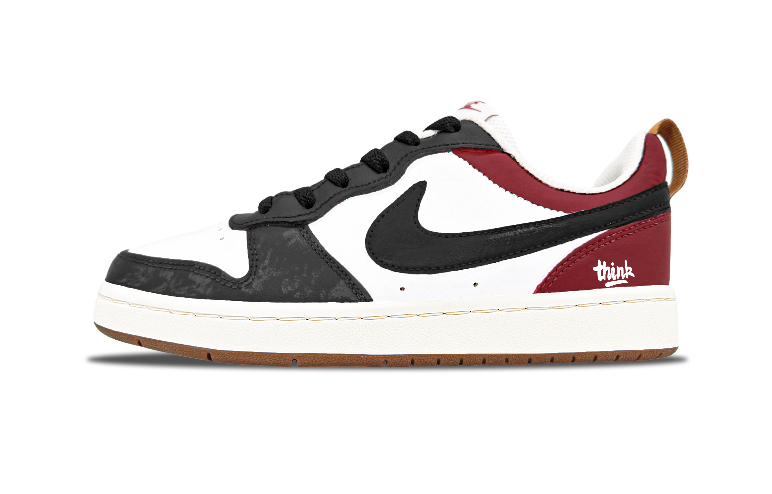 

Кроссовки Court Borough Sweet Beige Bear с нескользящей подошвой и износостойкими лифами для детей и подростков Nike, красный/черный