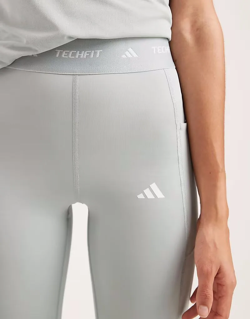 Леггинсы Adidas Performance Techfit с потайными карманами, полной длины, цвет шалфейно-зеленый — фото 3