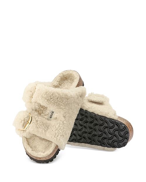 Женские шлепанцы из овчины с большой пряжкой Arizona Birkenstock, цвет Ivory/Cream — фото 4