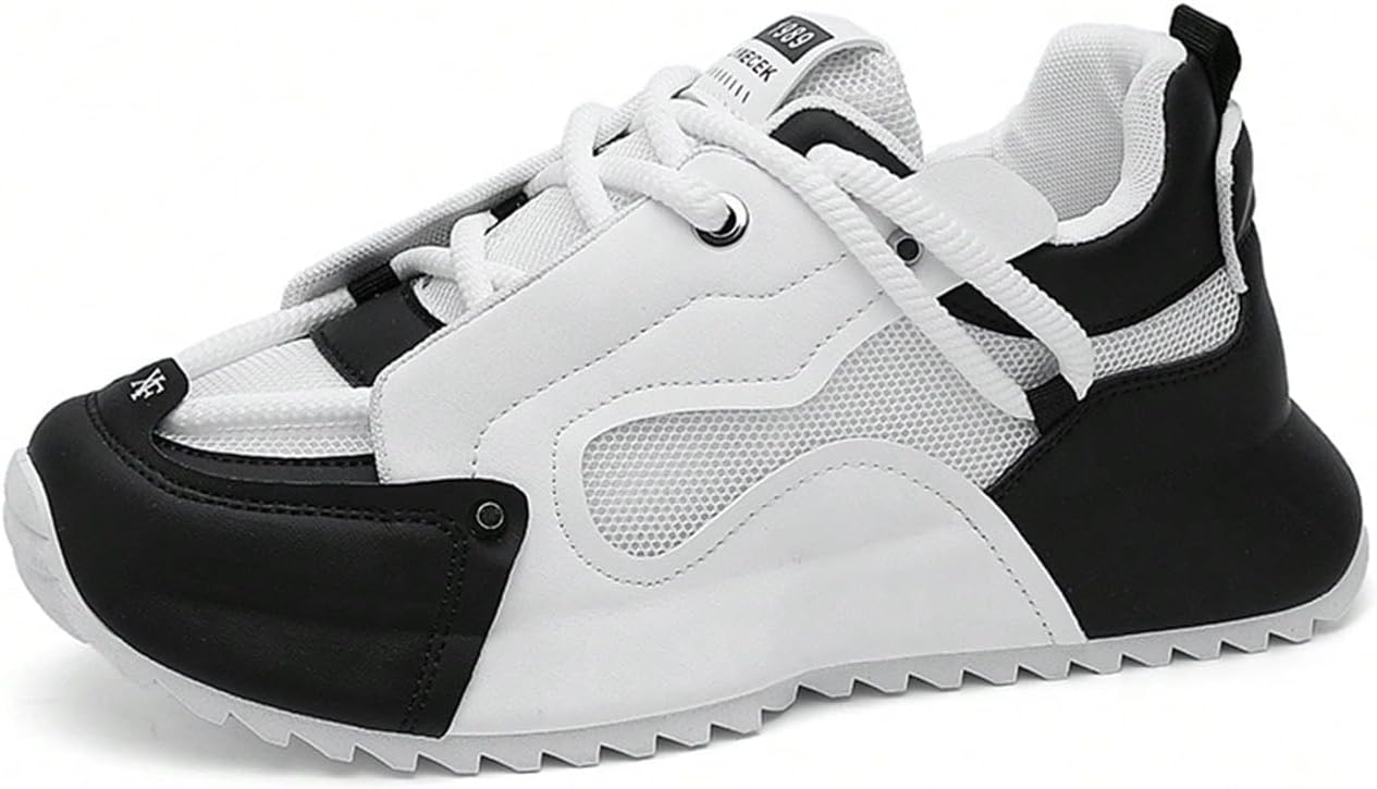 

Мужские кроссовки Y2K современного городского стиля с нескользящей подошвой, комфортные для повседневной носки и бега, на все сезоны, с ярким дизайном для уличного стиля Zixcplaz, белый/черный