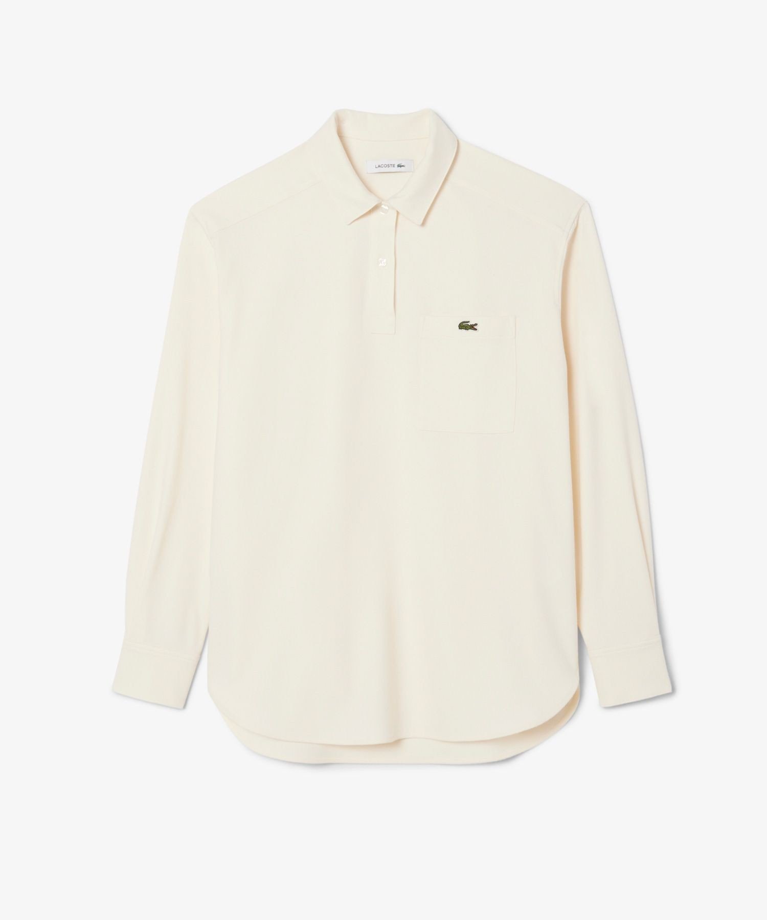 Рубашка LACOSTE Off white из эластичной фланели с полузастежкой — фото 3